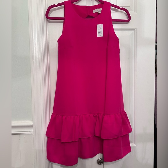 🆕 LOFT Pink Peplum Dress - Picture 1 of 7